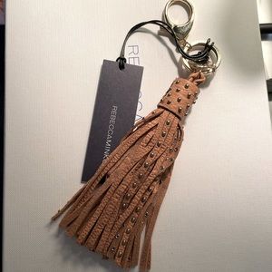 NWT Rebecca Minkoff Pin Stud Lthr Tassel Bag Charm